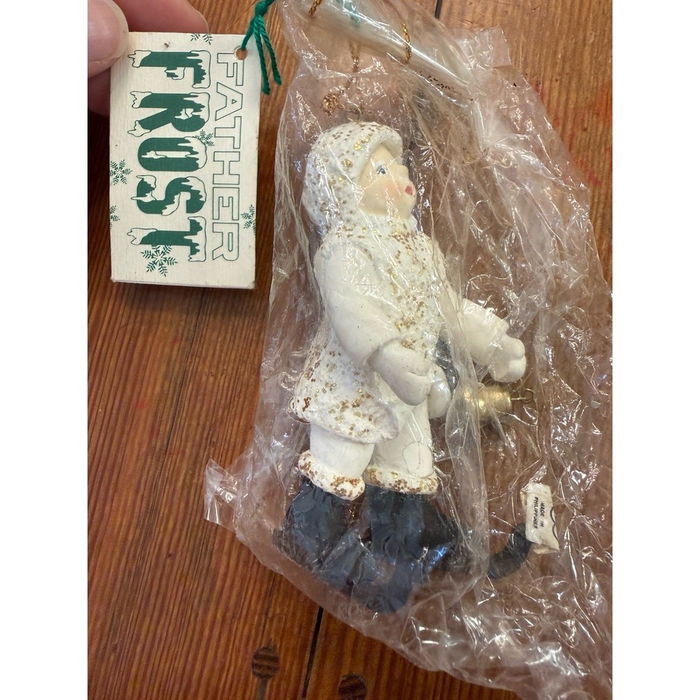 FATHER FROST Department 56 Christmas Ornament Ice Skating Skater Child w Bell
